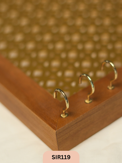 WOODEN LONG KEYHOLDER WITH BRASSCOATED JALI-Length 13''width 17''