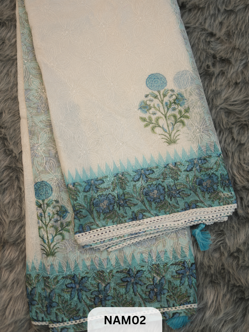 KOTA X CHIKANKARI HANDBLOCK PRINT SAREE
