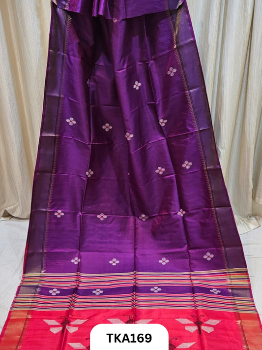 Pure Bishnupuri Katan Kalakshetra Silk – Handwoven Saree