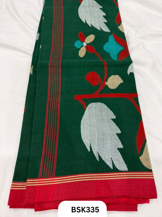 Handloom Pure Mul Cotton With Jamdhani Weave Saree