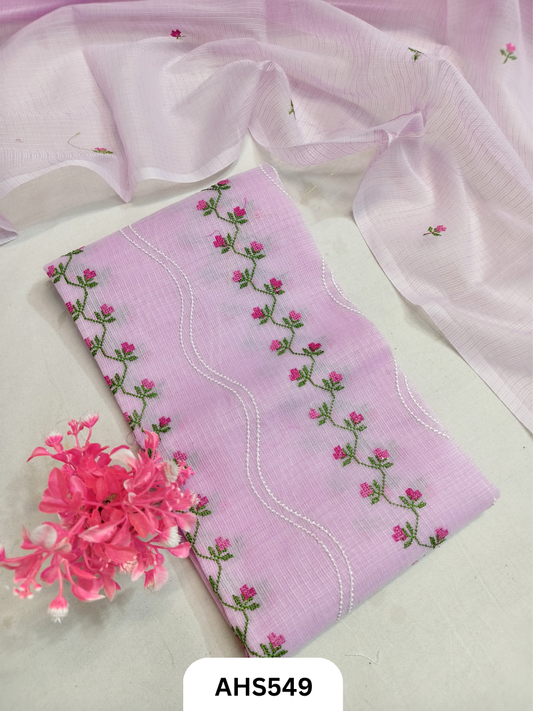 Premium Kota Doria Embroidery Work - Top And Duppatta