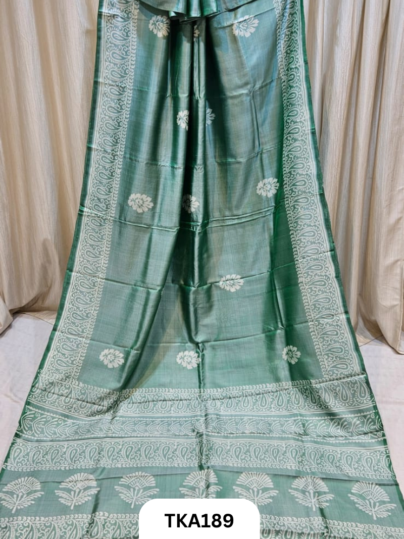 Bishnupuri Katan Silk Block Print Saree