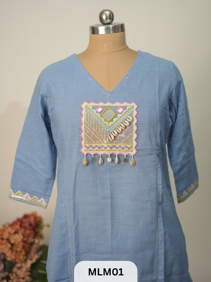 DENIM LINEN COTTON 2 PCS SET