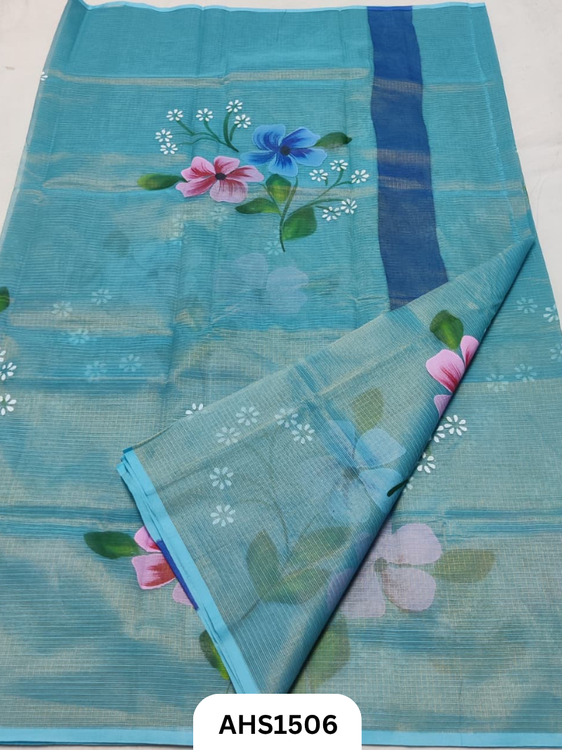 Pure Kota Cotton Tissue Brush Paint Saree