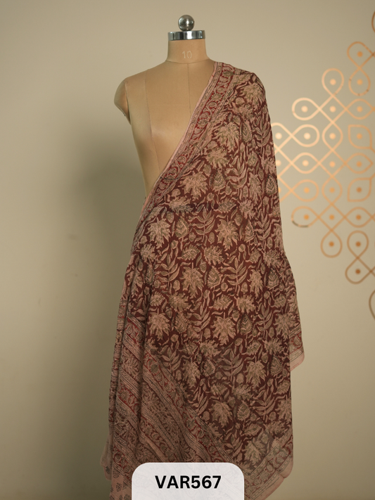 kalamkari cotton border duppatta + shipping