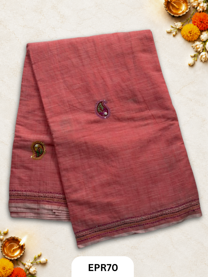 Linen With Embroidery Lambani Saree