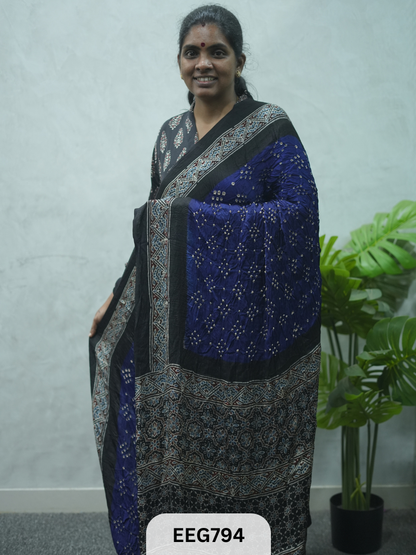 MODAL AJRAKH BANDHEJ SAREE