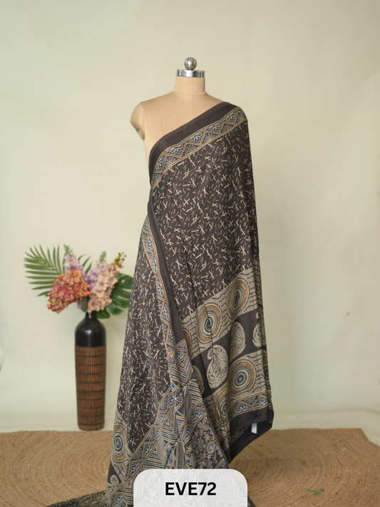 MODAL AJRAKH HANDBLOCK PRINT SAREE