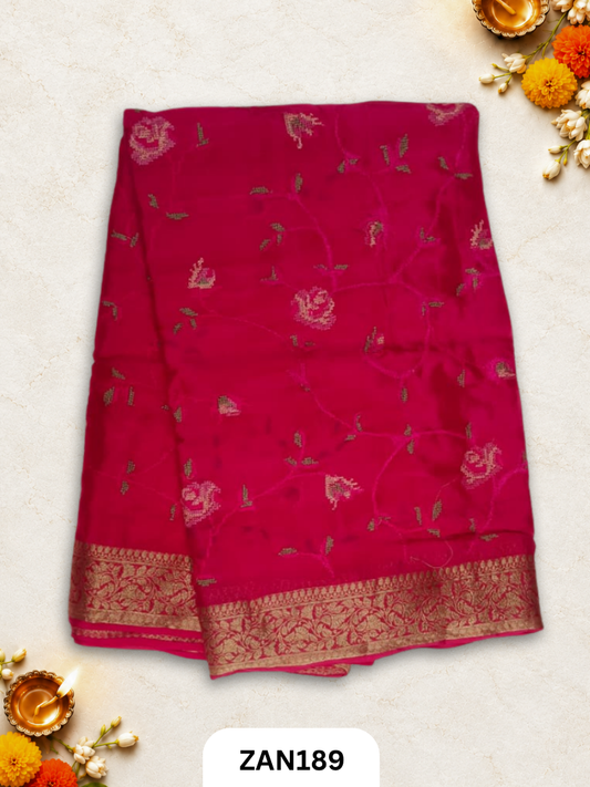 Chinon Cross Stitch Saree