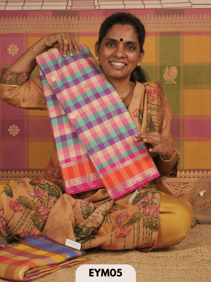 VINTAGE CHECKS SEMI SOFT SILK SAREE