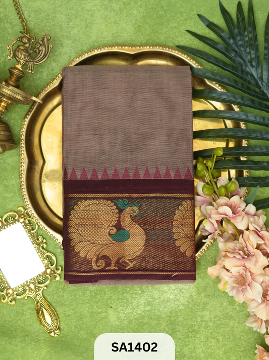 CHETTINAD COTTON SAREE | PEACOCK BORDER