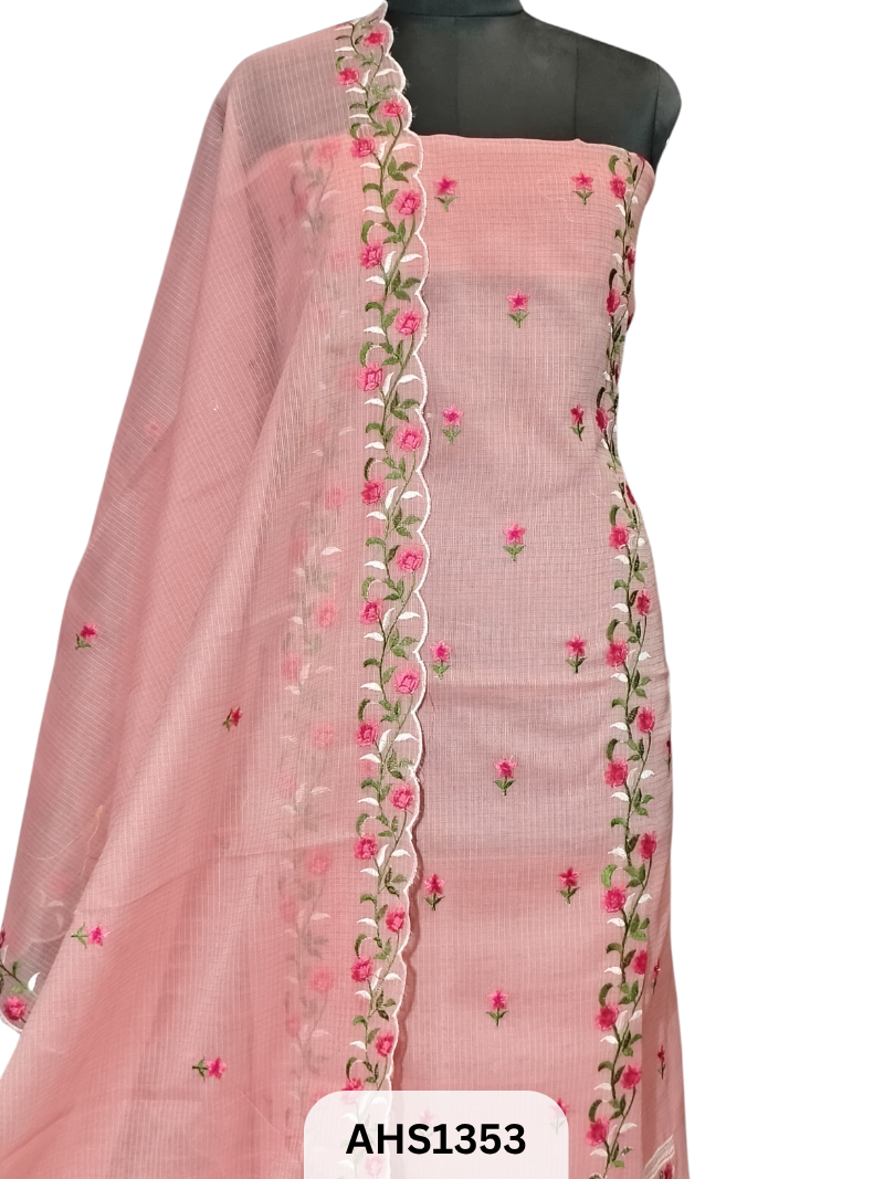 Exclusive  Kota Doria Embroidery Work -Top&duptta 2.5 Mtr