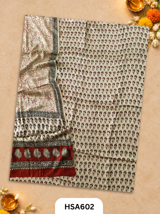 Vanaspati Ajrakh Handblock Printed Suits in Modal Silk Fabric Suits Top 2.5 mtr Dupatta 2.5 mtr