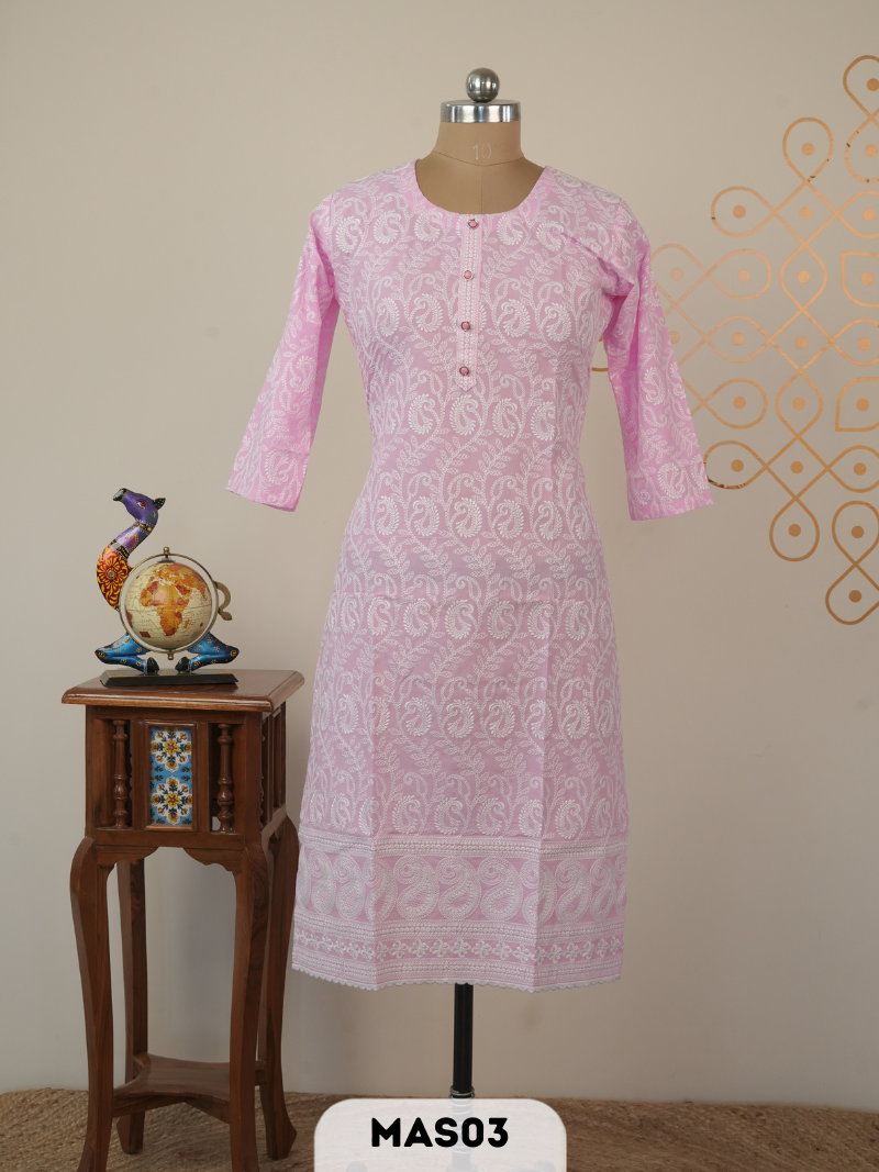 CHIKENKARI KURTI TOP MATERIAL WITH MACHINE EMBROIDERY