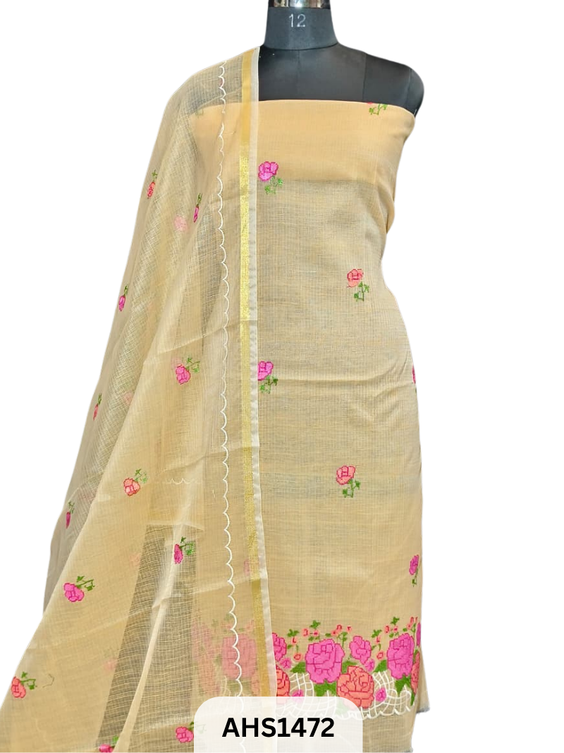 Soft Kota Embroidery Work Dress Material Top & Dupatta