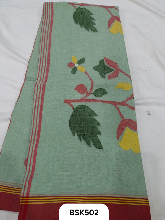 Handloom Pure Mul Cotton With Jamdhani Weave Saree
