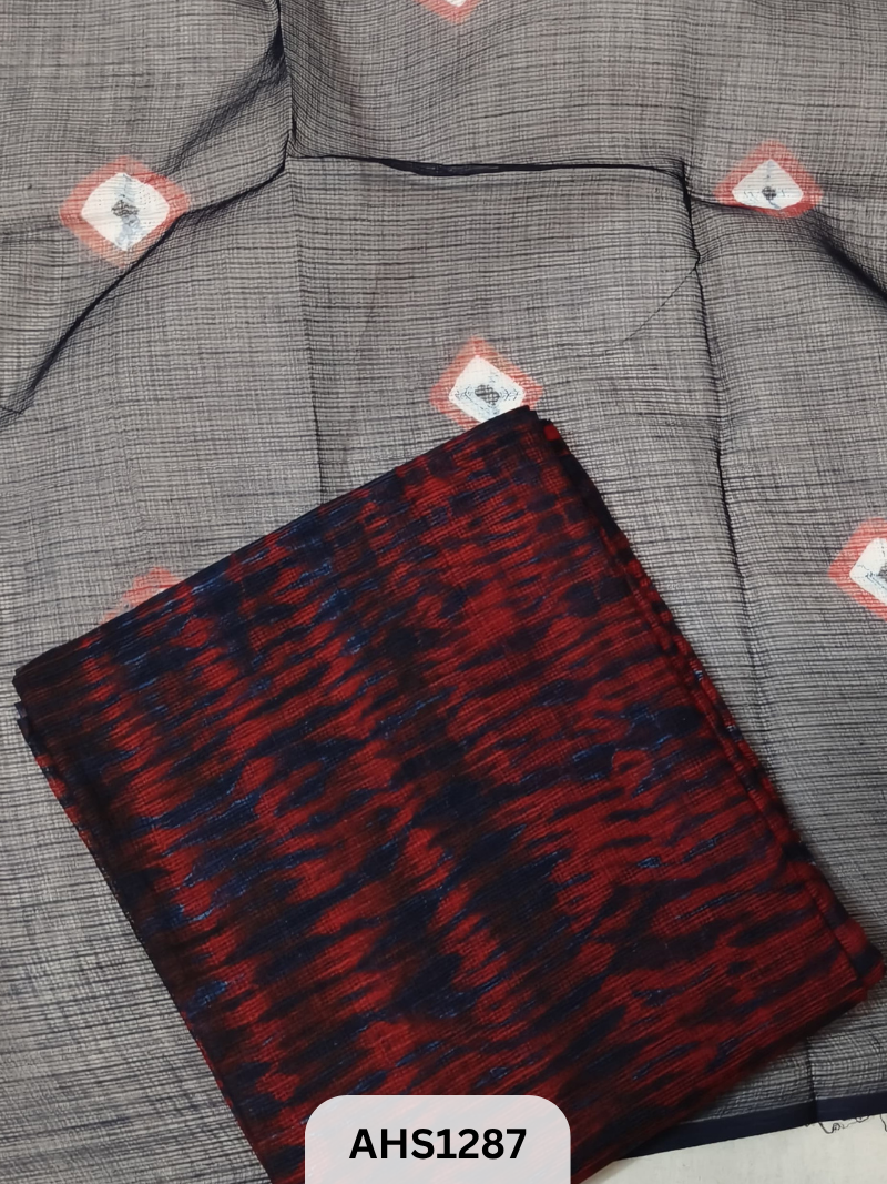 Pure Kota Cotton Shibori Print Dress Material Top & Dupatta 2.5mtr