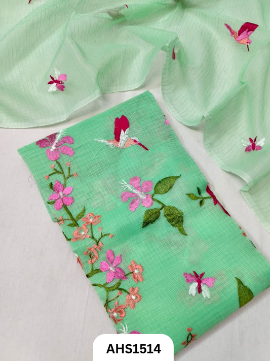 Kota Cotton Embroidery Work Dress Material