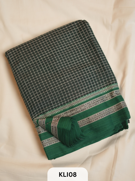 PURE HANDLOOM PETTADA ANCHU SAREE - JAQUARD BORDER