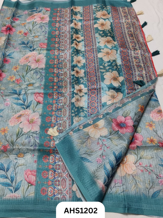Soft Silk Kota Digital Print Saree With Blouse
