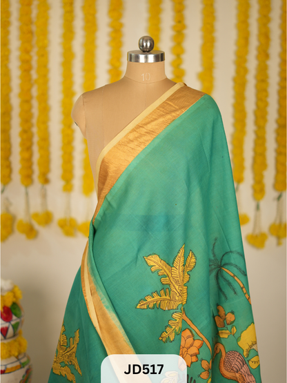PURE HANDLOOM SILK COTTON WITH PENKALAMKARI
