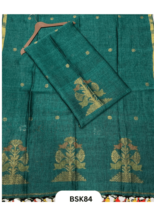 Pure Handloom Linen Salwar Suit with Jamdani and Meenakari weave  Top 2.7 mtr  Duppata Rs 2.5mtr