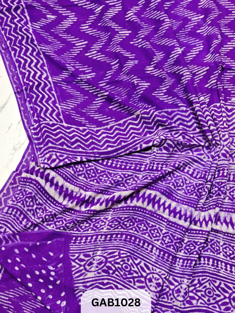 Premium Hand Block Printed Georgette Sarees with Blouse