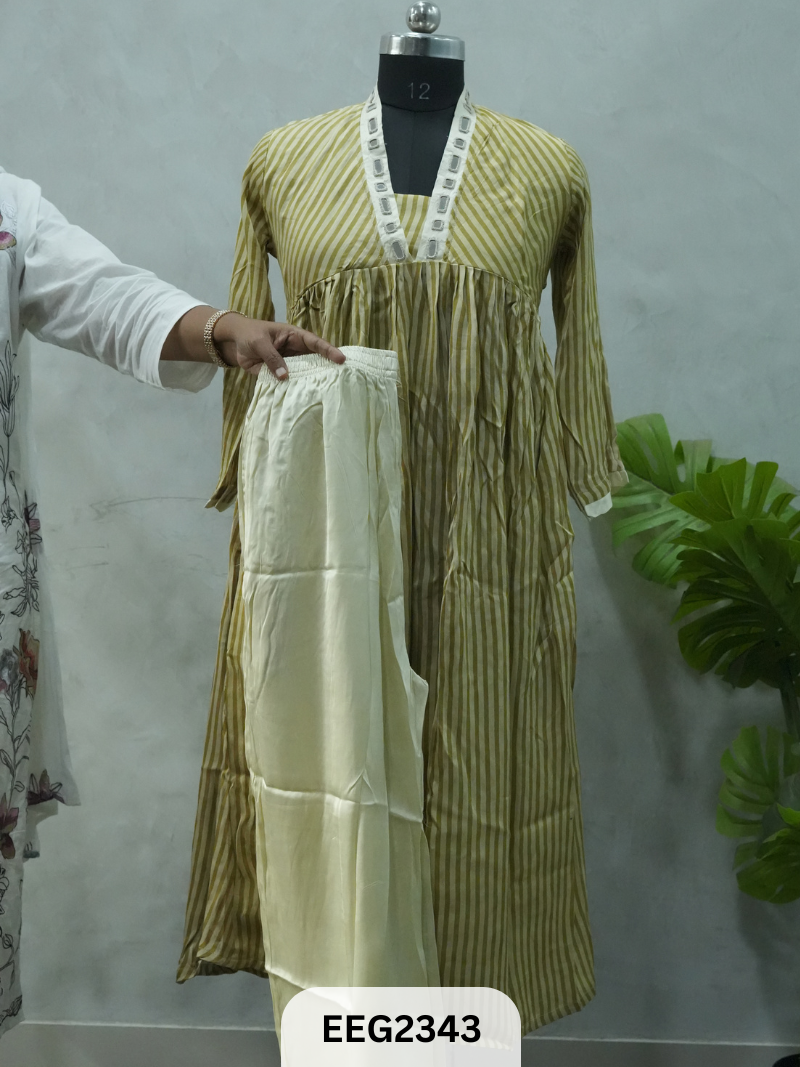MODAL KUTCH MIRROR WORK WEAR STRIPES