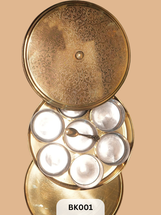 Brass Masala Organizer – Elegant & Traditional Spice Box