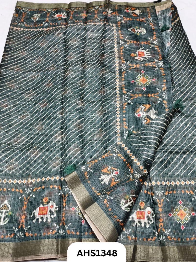 Soft Silk Kota Digital Print Saree With Blouse