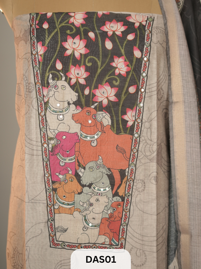 SEMI TUSSAR PICHWAI SALWAR SUIT - UNSTITCHED