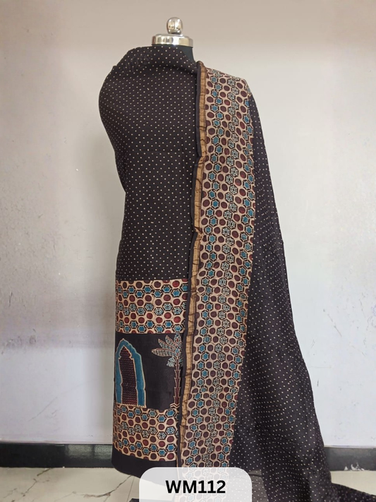 CHANDERI HAND BLOCK PRINT 2 PIECE SUITS EACH 2.5 MTR TOP AND DUPTTA