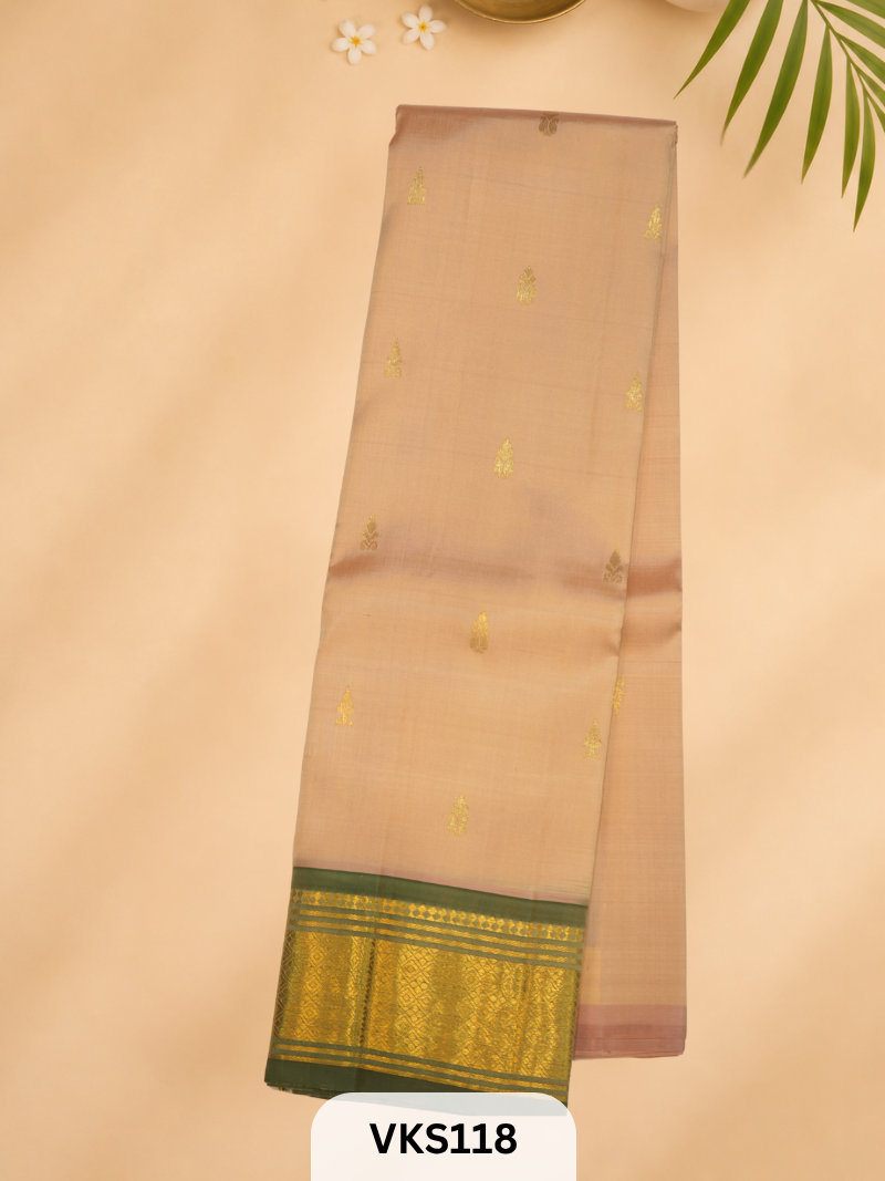 PURE KANCHIPURAM SILK SAREE WITH ONE SIDE BORDER
