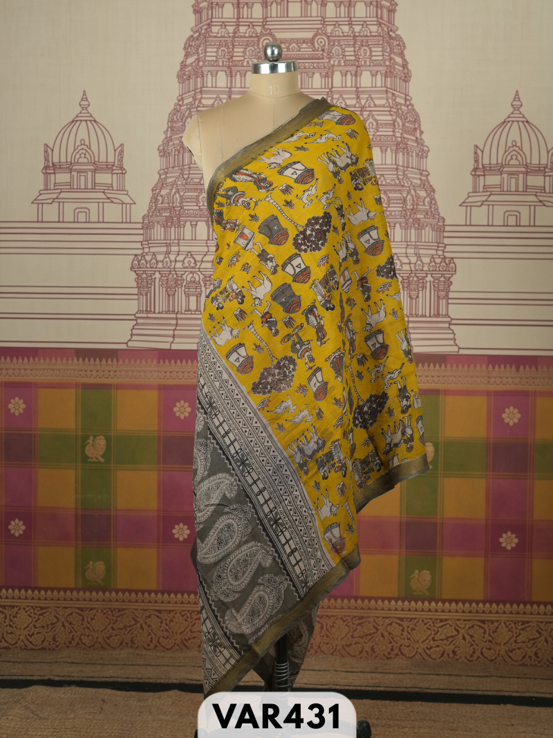 kalamkari cotton border duppatta + shipping