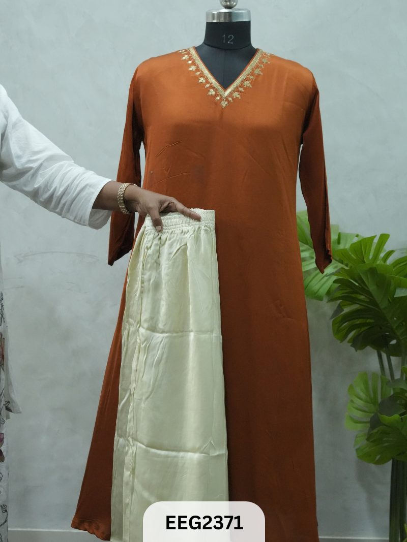 MODAL KHAFTAN WITH MIRROR WORK NECKLINE