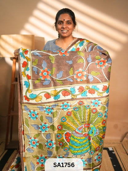MURSHIDABAD SILK SAREE HAND PAINTED
