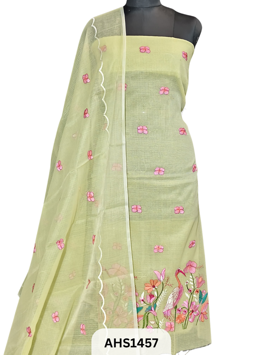 Exclusive Kota Doria Embroidery Work - Top & Dupatta 2.5 Mtr