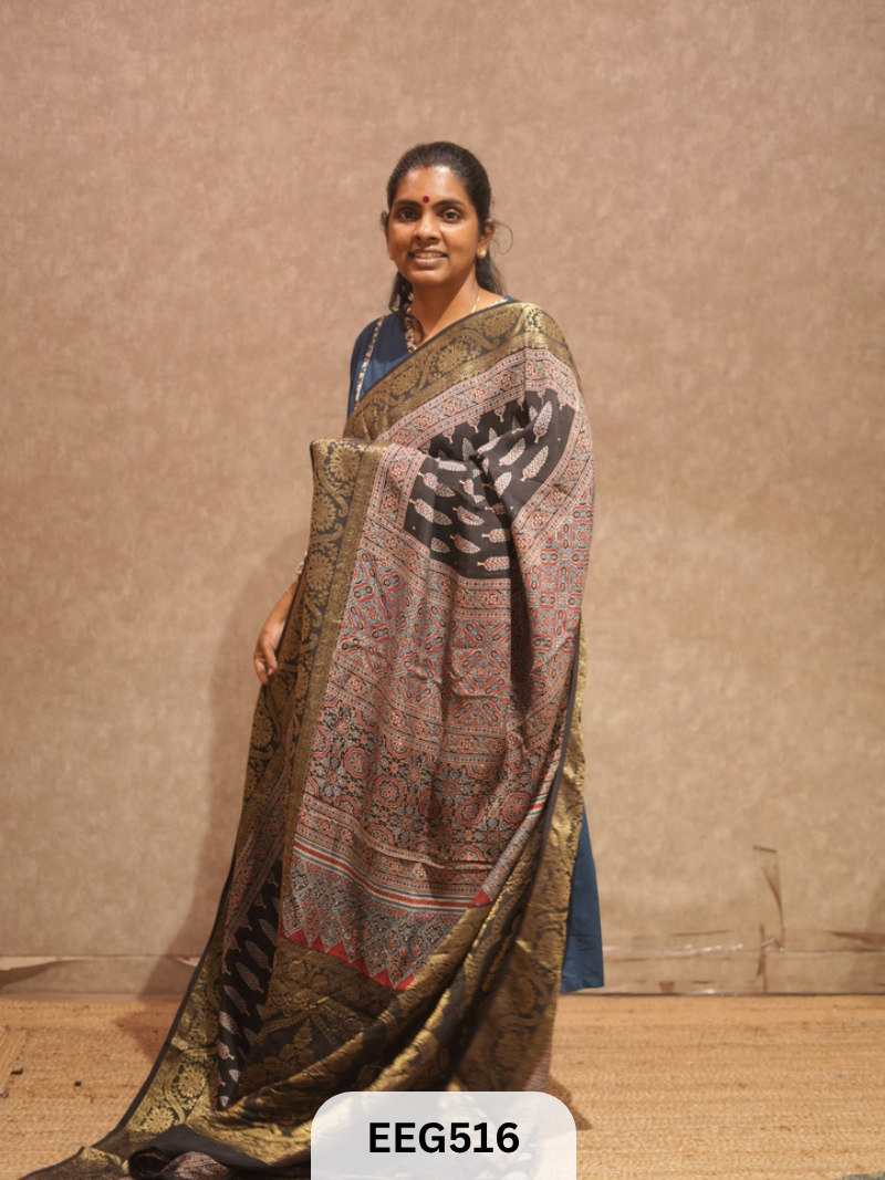 AJRAKH DOLA SILK SAREE