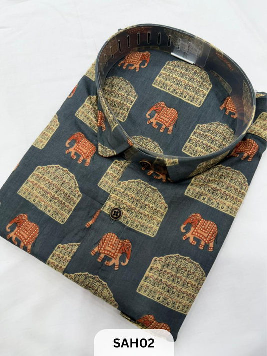 PRINTED MENS HALF SLEEVES SHIRTS WITH SINGLE POCKET