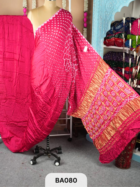 Semi Gaji Tissue Pallu  Bandhej  Saree
