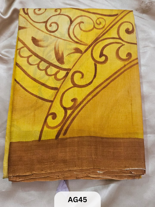 MURSHIDABAD HAND PAINTED SILK SAREE