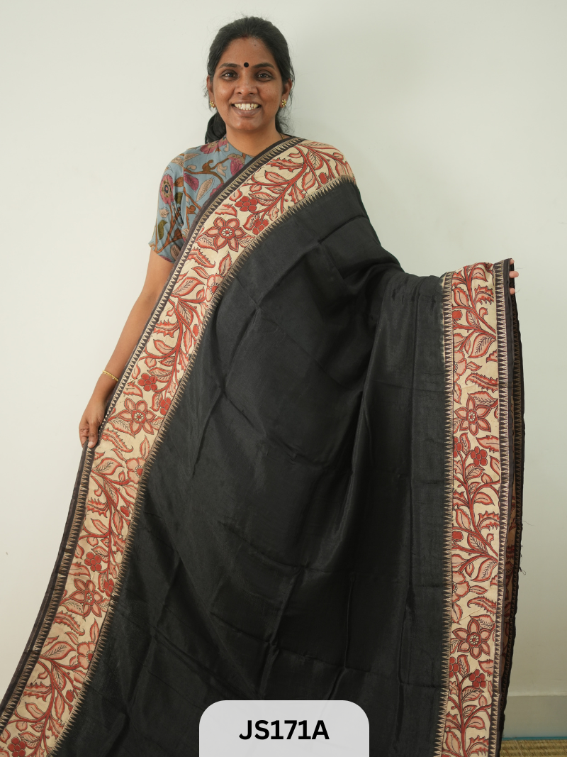 KALAMKARI X MANGALAGIRI FUSION SAREE -  DOUBLE BORDER
