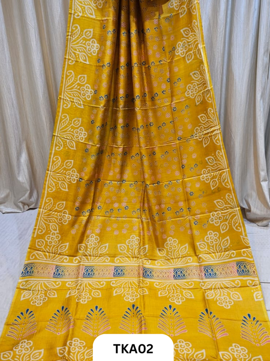 Pure Bishnupuri Silk Dual Shade Handblock