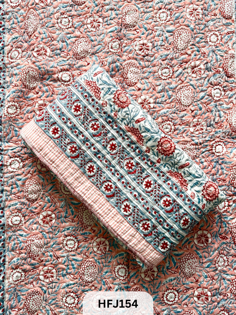 Premium Jaipuri cotton Hand Block Print Reversable Comforter 60x90