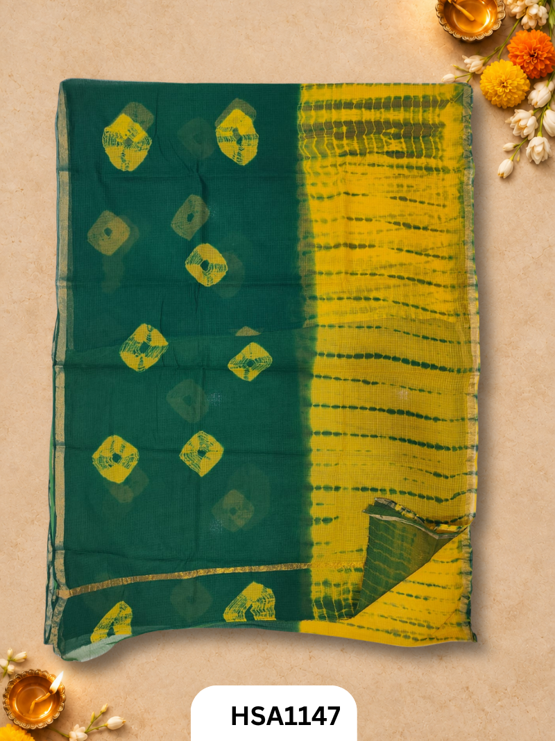 Hand Block Printed Kota Doriya Saree with Blouse