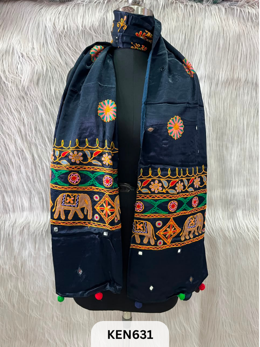 MUSHRU HAND AARI WORK WITH MIRROR WORK STOLE