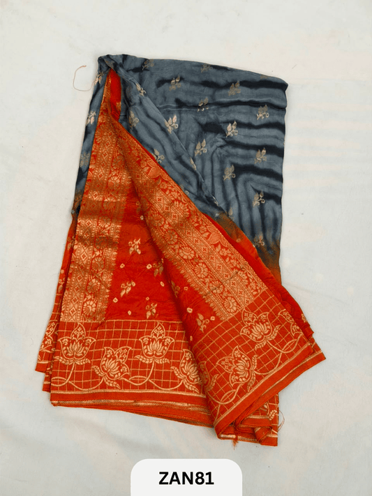 BANARASI SHIBORI WITH CHECKS BORDER SAREE