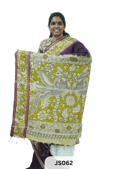 KALAMKARI X MANGALAGIRI FUSION SAREE -  DOUBLE BORDER