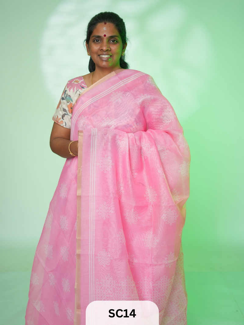 KOLLAM PRINT LINEN COTTON SAREE