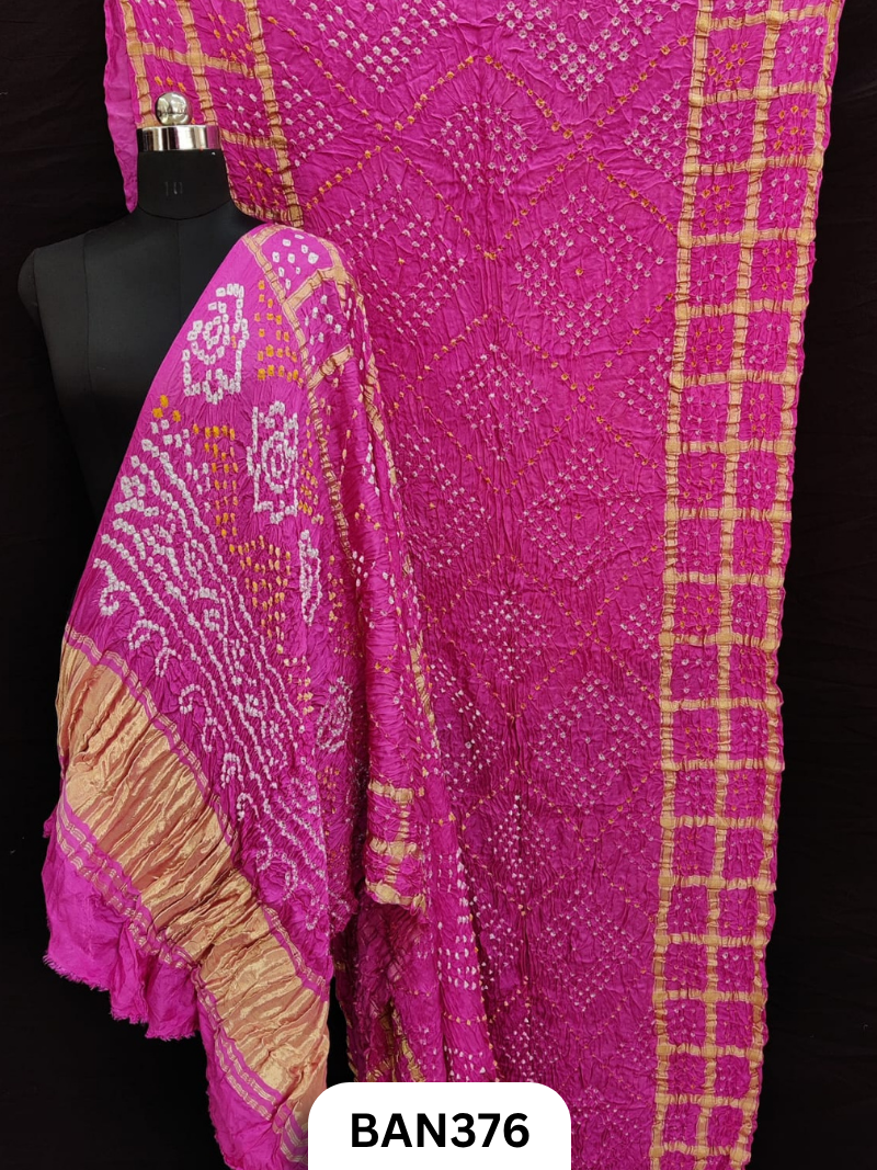 Modal Tissue Pallu Checks Border Choras Dani Bandhej Saree